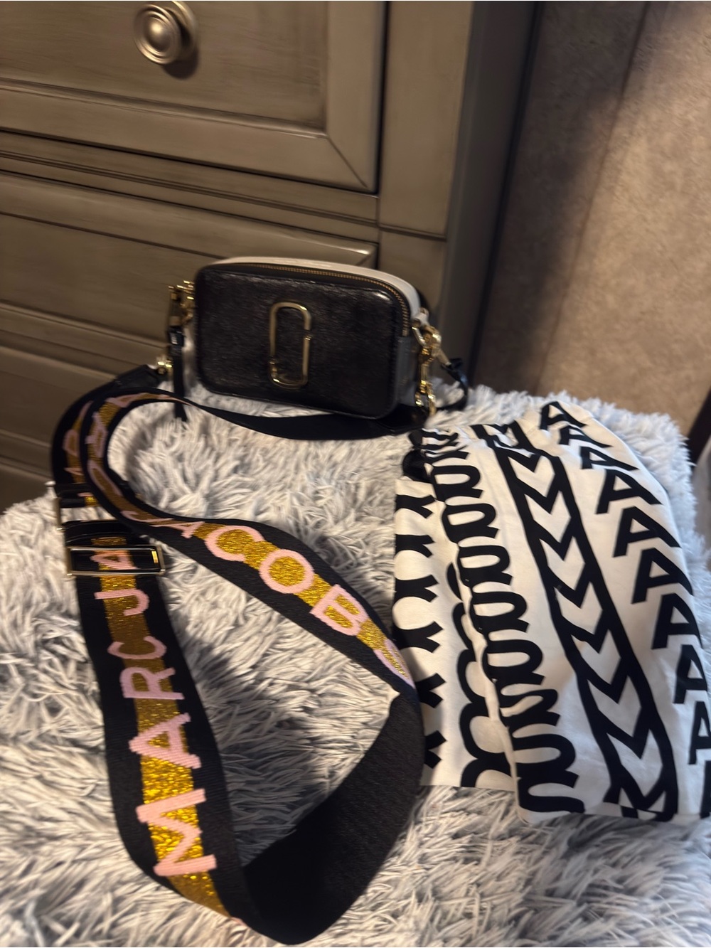 Marc Jacobs Black Camera Crossbody with Logo Strap